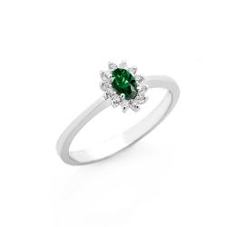 Brilliant and emerald ring gold 18 K