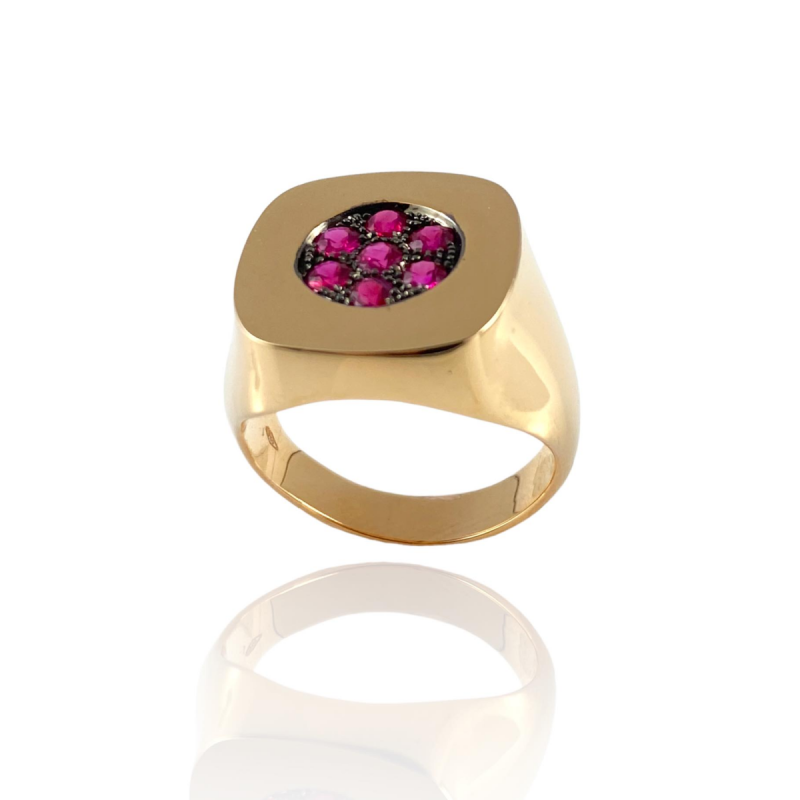 Anello Mignolo Oro Rosa con Rubini