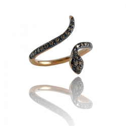 Anello con serpente in oro e diamanti brown