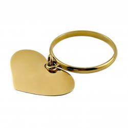 Anello in oro giallo 18 kt con cuore pendente