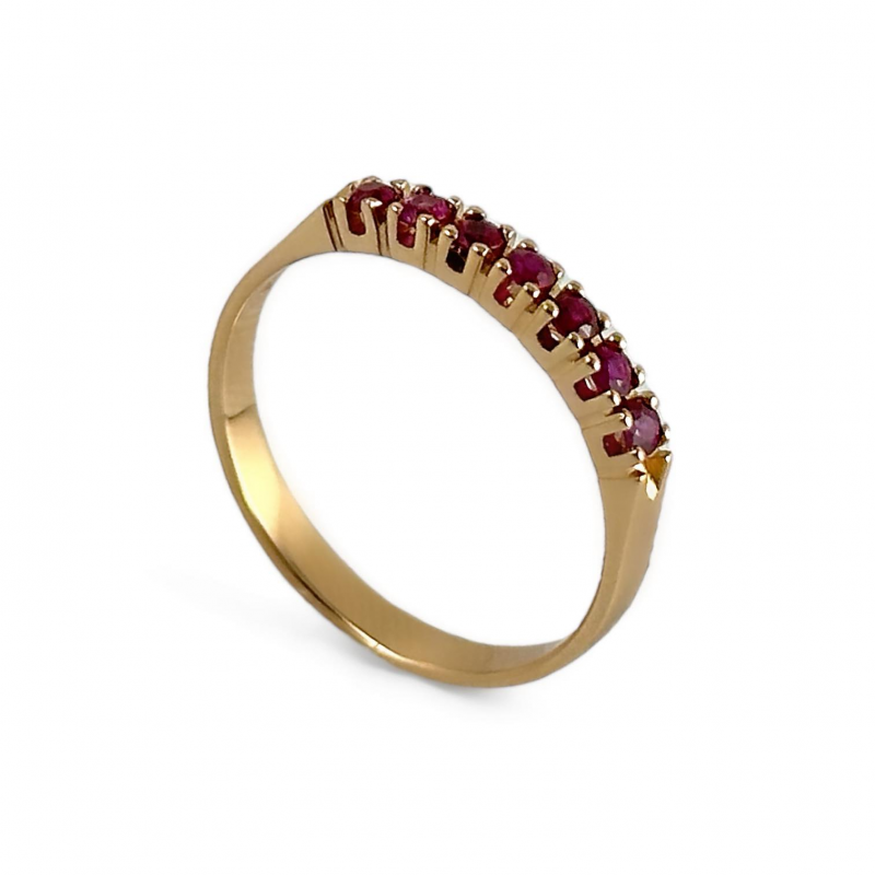 Anello veretta in oro rosa e rubini