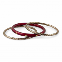 Bracciali da donna rigidi in argento rosa e smalto rosso