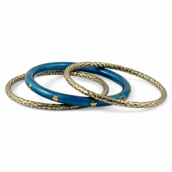 Bracciali da donna rigidi in argento giallo e smalto blu