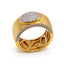 Anello Fascia in Argento Dorato Satinato con Zirconi Bianchi - Herzel Fashion