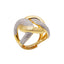 Anello Intrecciato in Argento Dorato Satinato con Pavé di Zirconi – Herzel Fashion