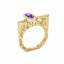 Anello in Argento Dorato Martellato con Ametista – Herzel Fashion