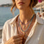Collana Girocollo con pesciolino e Cristalli turchese – Herzel Fashion