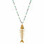 Collana Lunga con Pietre Multicolor e Grande Pendente Pesce in Ottone Dorato – Herzel Fashion 