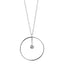 Collana con Pendente a Cerchio e Diamante in Oro Bianco - Herzel Gioielli