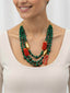 Collana Artigianale in argento dorato con Malachite e Corallo Naturale – Herzel Fashion