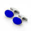 Gemelli da Uomo Ovali in Argento 925 con Smalti Blu – Herzel Fashion