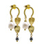 Orecchini asimmetrici in argento dorato con spinello nero e perla – Herzel Fashion