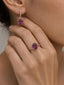 Orecchini pendenti in oro rosa 9 carati con rodolite e diamanti – Herzel Gioielli